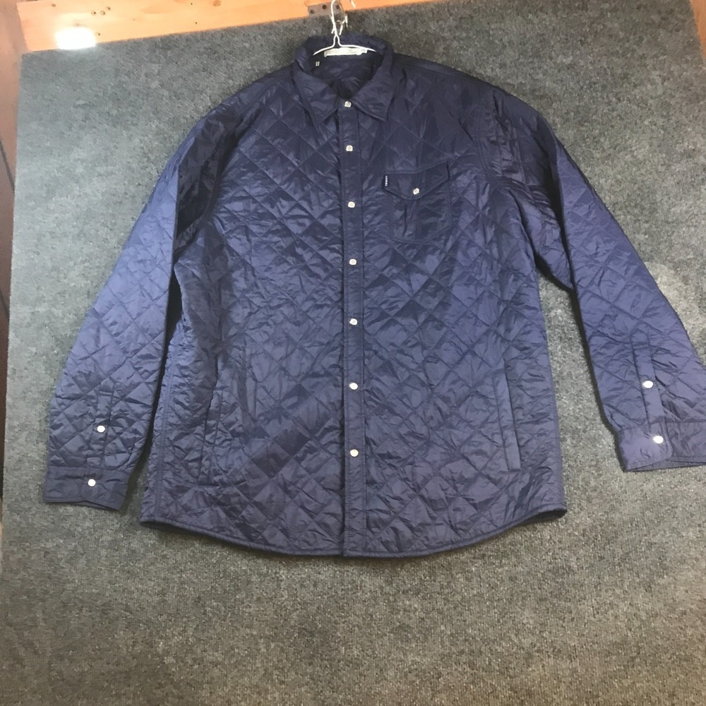 Criquet Quilted Shacket Mens 2XL Blue Collared Chest Pocket Pearl Snap Outdoor